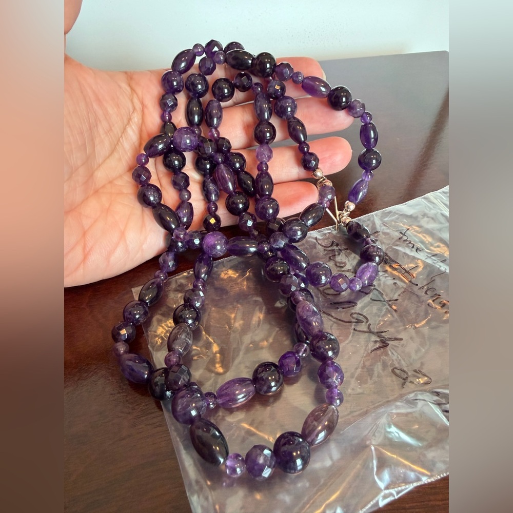 Jay King DTR Double Strand Amethyst Bead Sterling Silver 26" Necklace 116.8 g